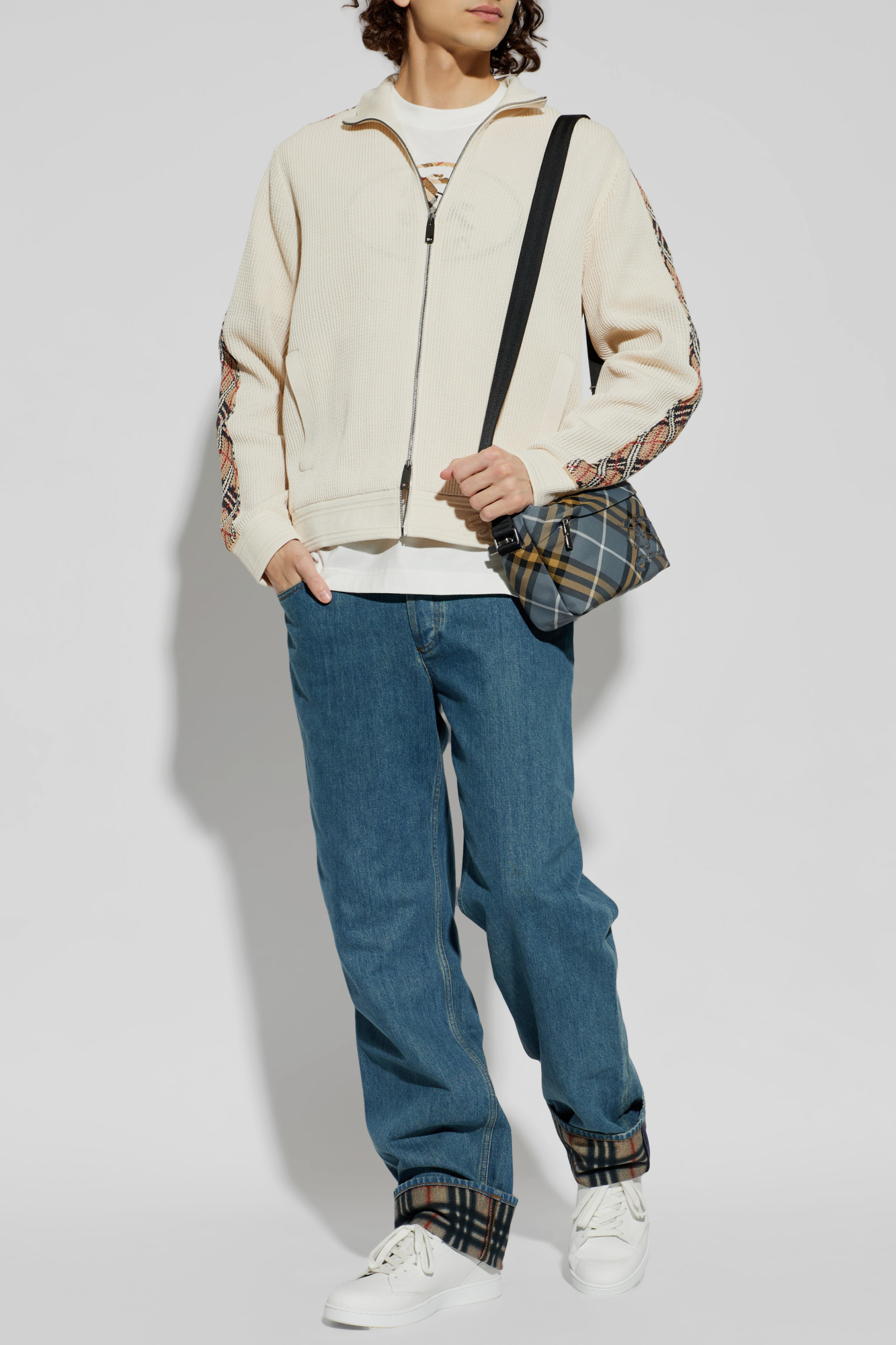 Whiteboo!!】BURBERRY バーバリー Leather, Suede and Check Sneakers